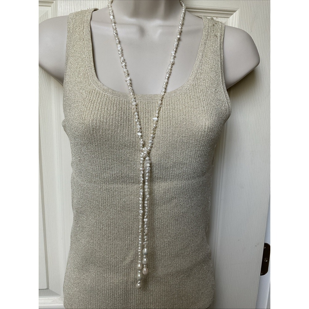 Freshwater Pearl Long Lariat Tie Necklace Adjustable Versatile